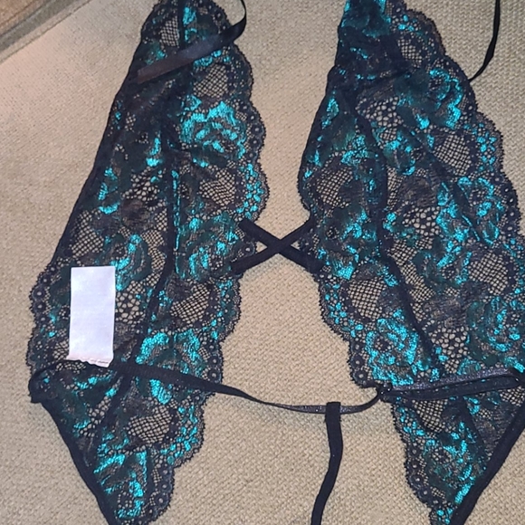 Green floral lace backless scallopp halter teddy BNWT - Picture 5 of 12